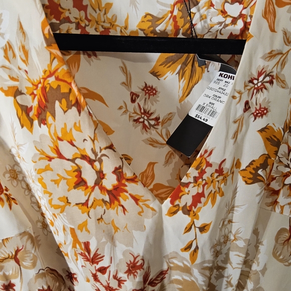 NWT Size XS Allegra K Orange and Cream Floral Midi Dress - Picture 7 of 7